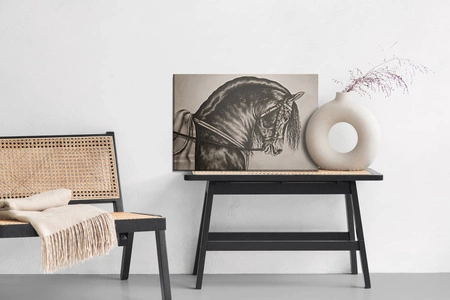 Obraz na płótnie naszkicowany koń 100x70 cm ponadczasowa ozdoba wnętrza obraz w stonowanej kolorystyce wysoka jakość wykonania