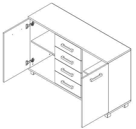 Komoda z szufladami Maximus 138 cm dąb sonoma jasny nowoczesny design mebla obrzeża komody wykończone specjalną okleiną ABS