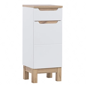 Szafka łazienkowa Bali 35 cm biały połysk / dąb wotan szafka do łazienki z szufladą odporna na uszkodzenia i działanie wilgoci