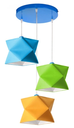 Lampa wisząca potrójna Quasar designerska lampa sufitowa do salonu z bawełnianym abażurem i metalową rozetą sufitową