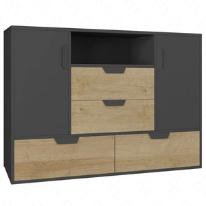 Komoda z szufladami Nano 120 cm grafit / dąb riviera bezproblemowe korzystanie i trwałość stylowy oraz funkcjonalny dodatek do gabinetu i pokoju nastolatka