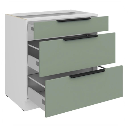 Zestaw mebli kuchennych narożny Treviso Wh 290x230 cm stylowe szafki kuchenne z frontami wykonanymi w technologii anti fingerprint