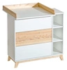 Komoda z przewijakiem Nordik 102 cm biały / jesion funkcjonalny mebel w stylu skandynawskim do pokoju niemowlęcego możliwość demontażu przewijaka pojemne szuflady