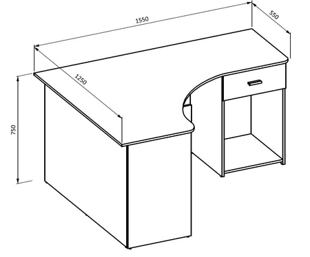 Biurko narożne Corner 155x125 cm białe stylowe oraz funkcjonalne do biura gabinetu lub pokoju młodzieżowego