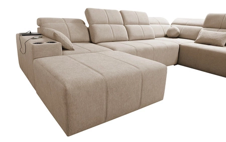 Narożnik z funkcją spania Tesalia VI szary popiel lewostronny nowoczesny i komfortowy narożnik z funkcją przesuwanego oparcia