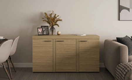 Komoda Rene 149 cm dąb olejowany prosta konstrukcja komoda do salonu lub sypialni minimalistyczny i uniwersalny design