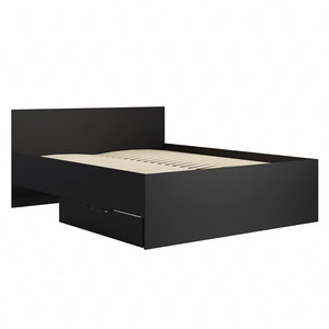 Łóżko Maxione 160x200 cm czarne pojemnik na pościel w postaci wysuwanej szuflady idealne łóżko do sypialni wysoki komfortowy zagłówek