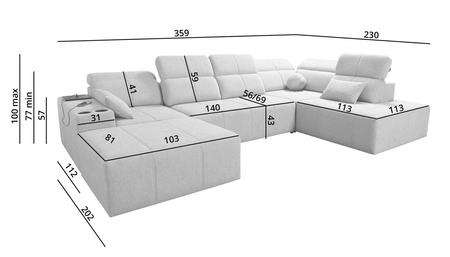 Narożnik z funkcją spania Tesalia VI beżowy lewostronny nowoczesny i komfortowy narożnik z funkcją przesuwanego oparcia