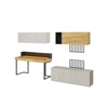 Meblościanka Teen Flex hikora naturalna / silk flou / raw steel designerskie meble z dużym biurkiem wpisujące się w trendy aranżacyjne