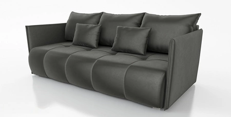 Kanapa rozkładana Selva szara funkcjonalna sofa do salonu z pojemnikiem na pościel wykonana z miękkiej tkaniny typu velvet