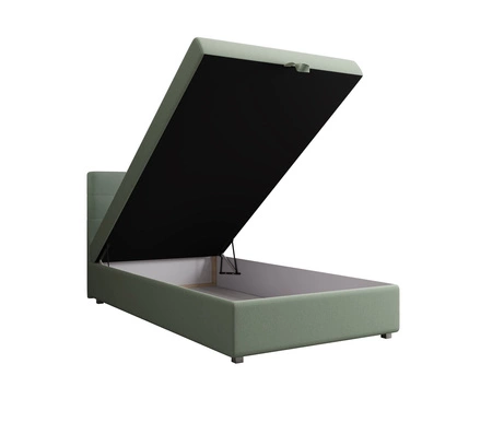Łóżko kontynentalne Flint 90x200 miętowe w nowoczesnym skandynawskim stylu z tapicerowanym zagłówkiem łóżko z pojemnikiem