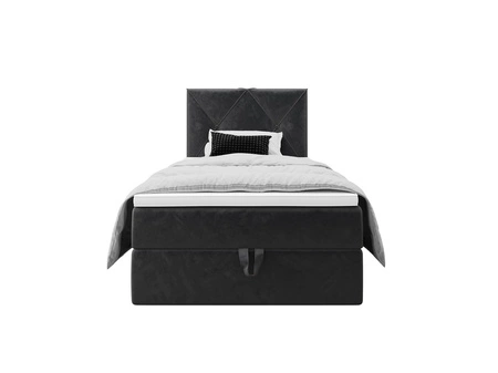 Łóżko kontynentalne Arvada 120x200 grafitowe w nowoczesnym skandynawskim stylu z tapicerowanym zagłówkiem łóżko z pojemnikiem