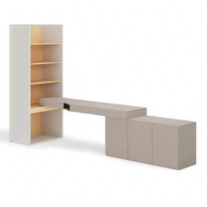 Zestaw mebli Woow clay grey / szampański / dąb vincenza bielona prawy stylowy zestaw mebli o nowoczesnym i praktycznym designie