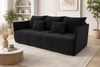 Kanapa rozkładana Selva czarna funkcjonalna sofa do salonu z pojemnikiem na pościel wykonana z wytrzymałej plecionej tkaniny