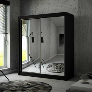 Szafa przesuwna Avila 200 cm czarna ergonomiczna oraz bardzo funkcjonalna szafa w nowoczesnej formie o geometrycznych kształtach