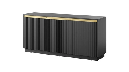 Komoda Imperial 154 cm czarna nowoczesny design elegancka komoda z frezowanymi frontami i uchwytami w kolorze szczotkowanego złota