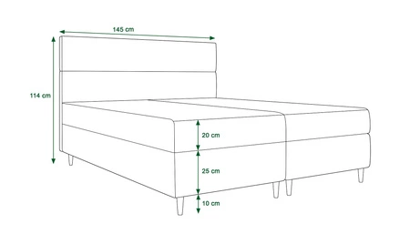 Łóżko kontynentalne Bing 140x200 butelkowa zieleń w nowoczesnym skandynawskim stylu z charakterystycznym wezgłowiem