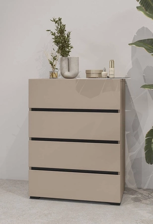 Komoda z szufladami Cross 60 cm ciemny beżowy stylowy design komody do sypialni przedpokoju prosta forma w nowoczesnym wydaniu