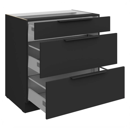 Szafka kuchenna stojąca z szufladami Alatri Bl 80 D 3S BB odporna na uszkodzenia wykończenie frontów w technologii anti fingerprint