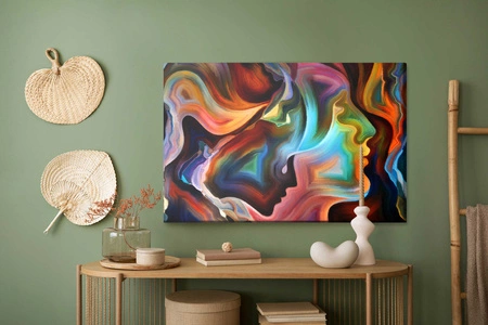 Obraz na płótnie abstrakcyjne twarze 100x70 cm ponadczasowa ozdoba wnętrza obraz w wyrazistej kolorystyce wysoka jakość wykonania