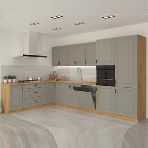 Zestaw mebli kuchennych narożny Delos 210x350 cm idealny do wnętrz w stylu skandynawskim klasycznym i nowoczesnym