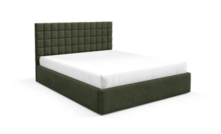 Łóżko tapicerowane Graso 180x200 zielone nowoczesne i eleganckie łóżko gustowny symetryczny wzór na wezgłowiu pojemnik na pościel