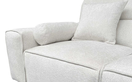 Narożnik z funkcją spania Viano XI szary błękit prawostronny modny i stylowy narożnik z regulowanymi zagłówkami ozdobne poduszki