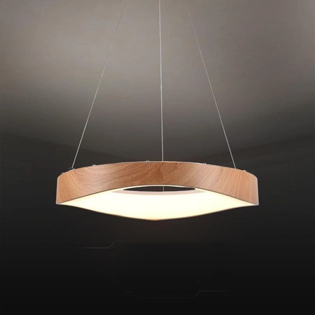 Lampa wisząca Wooden 50 cm 25W 3000K stylowa i elegancka lampa z wbudowanymi ledami wykończenie w kolorze drewna i bieli