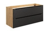 Szafka pod umywalkę Ocean 120 cm dąb olejowany / czarny funkcjonalna szafka z frezowanymi uchwytami stylowe ryflowania w kształcie fal