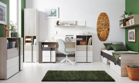 Komoda z szufladami Remona 90 cm dąb wilton biały / biały idealna komoda do pokoju dziecięcego bardzo użytkowa nowoczesny wygląd