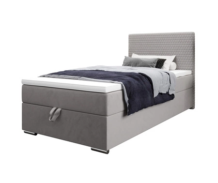 Łóżko kontynentalne Fargo 100x200 szare w nowoczesnym skandynawskim stylu z tapicerowanym zagłówkiem łóżko z pojemnikiem
