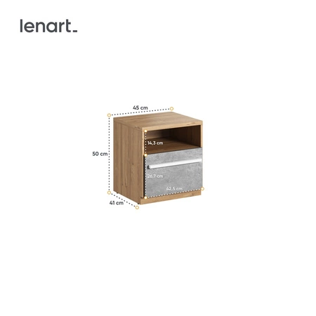 Zestaw mebli Plano dąb nash / biały / beton stylowy design zestaw mebli w modnej kolorystyce idealne meble do pokoju młodzieżowego