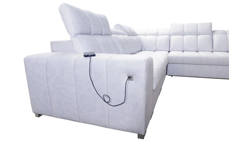 Narożnik z funkcją spania Luigi III jasny beż lewostronny komfortowy narożnik do salonu doskonały do codziennego wypoczynku