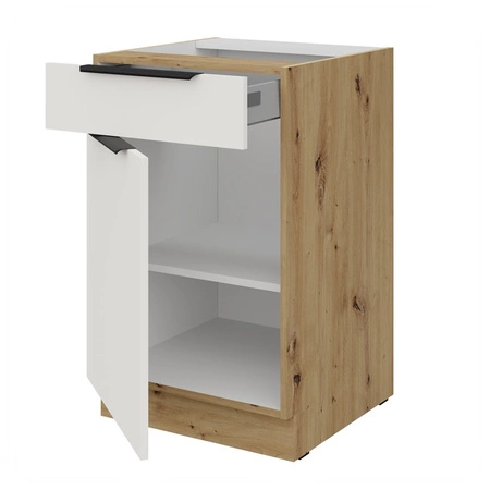 Szafka kuchenna stojąca z szufladą i półką Corato Ar 50 D 1F 1S BB fronty szafki kuchennej wykończone w technologii anti fingerprint