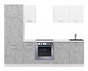 Zestaw mebli kuchennych z blatem Toni 260 cm biały / jasny beton komplet kuchenny doskonale prezentuje się w nowoczesnych wnętrzach