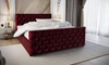 Łóżko tapicerowane Viamao 140x200 bordowe z pojemnikiem w nowoczesnym skandynawskim stylu z pikowanym wezgłowiem oraz zanóżkiem