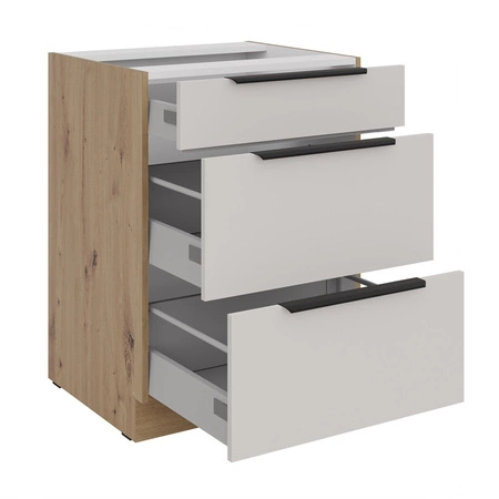 Zestaw mebli kuchennych Soela 390 cm doskonałe szafki kuchenne do nowoczesnych aranżacji subtelna i naturalna kolorystyka