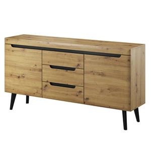 Komoda z szufladami Atka 160 cm dąb artisan nowoczesny design mebla obrzeża komody wykończone specjalną okleiną ABS