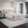 Łóżko kontynentalne Flint 90x200 pudrowy róż w nowoczesnym skandynawskim stylu z tapicerowanym zagłówkiem łóżko z pojemnikiem