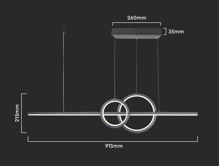 Lampa wisząca Ideal czarna 15W 4000K nietuzinkowa lampa sufitowa ciekawa forma z abażurami w formie okręgów idealna propozycja lampy nad stół