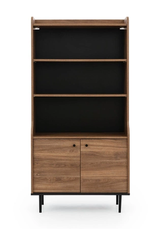 Regał Apallo 80 cm dąb brandy castello charakterystyczny design bryła osadzona na metalowej podstawie zaoblona linia korpusów