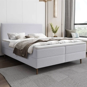 Łóżko kontynentalne Totti 160x200 szary popiel stylowe łóżko z pojemnikiem na pościel trójwymiarowa tkanina o wyrazistych prążkach