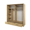 Szafa przesuwna z lustrem Arti 200 cm dąb artisan funkcjonalna szafa do przedpokoju z szufladami duże lustra podkreśla oświetlenie LED