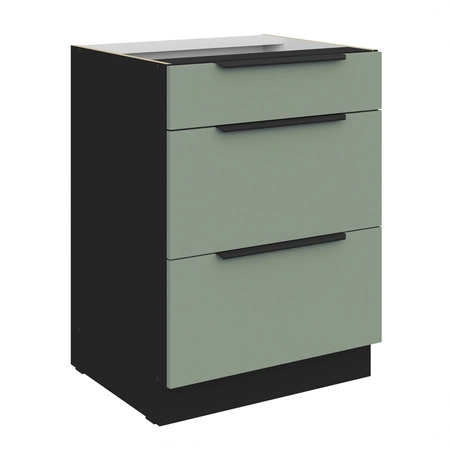 Szafka kuchenna stojąca z szufladami Treviso Bl 60 D 3S BB odporna na uszkodzenia wykończenie frontów w technologii anti fingerprint