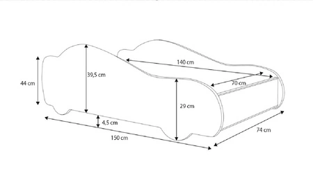 Łóżko Car 4x4 70x140 cm designerskie łóżko z materacem w kształcie samochodu z ozdobnym nadrukiem wykonane z solidnych materiałów