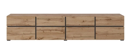 Szafka RTV Cross 225 cm dąb wotan prosta forma w nowoczesnym wydaniu idealna szafka do salonu i pokoju dziennego geometryczny kształt