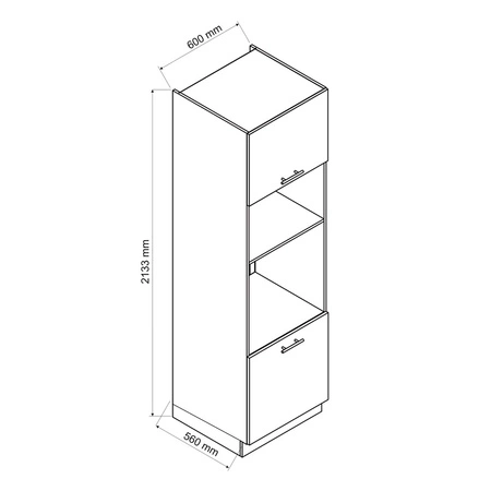 Słupek kuchenny Zova D60 PKMV/2133 biały szafka do zabudowy mikrofali i piekarnika odporna na parę wodną i wysoką temperaturę