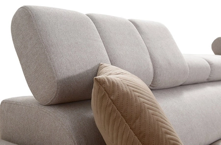 Narożnik z funkcją spania Bolmso III zielony prawostronny narożnik z pojemnikami na pościel szuflada z pełnym wysuwem w boczku mebla