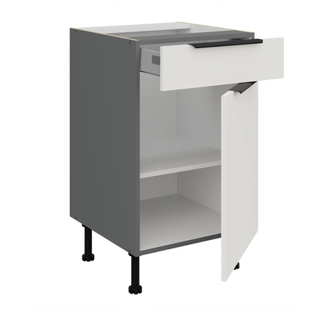 Szafka kuchenna stojąca z szufladą i półką Corato Ant 50 D 1F 1S BB fronty szafki kuchennej wykończone w technologii anti fingerprint