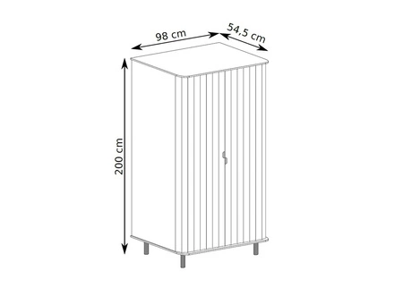 Szafa Novado 98 cm biel alpejska nowoczesny design mebla drzwi szafy z dekoracyjnym pionowym frezowaniem metalowe uchwyty krawędziowe